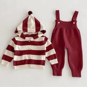 New Knit Baby Hoodie and Overalls Set 18-24 months